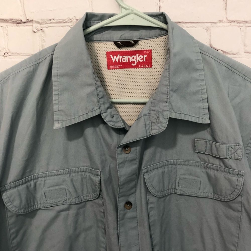 Wrangler Blue Vented Work Wear Button Up Men's Sz Large